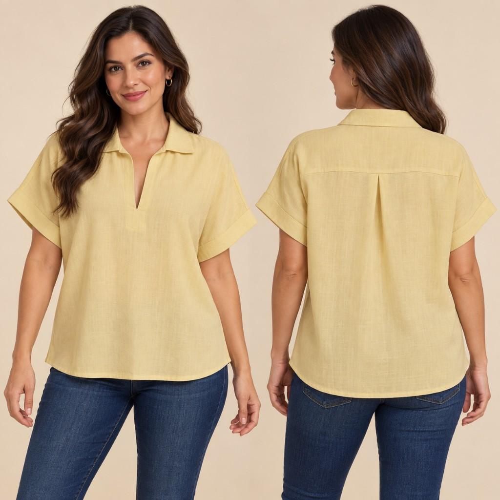 Blusa amarilla con cuello sport