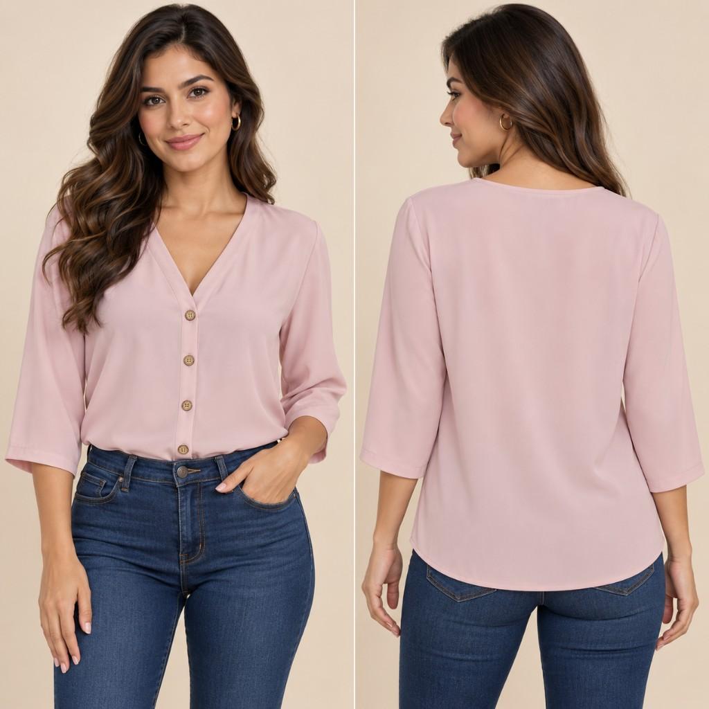 Blusa rosa botonada