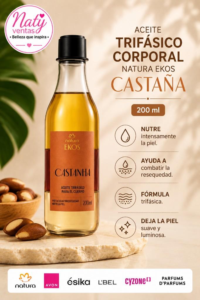 Miniatura 2 de Aceite Trifásico Corporal Natura Ekos Castaña 200 ml