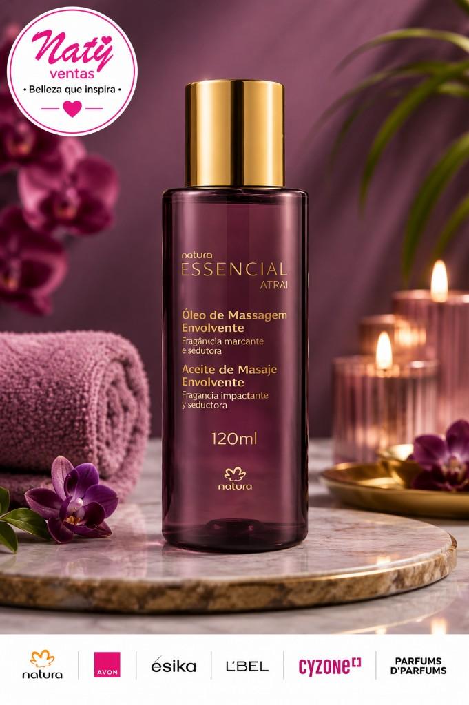 Aceite de Masaje Envolvente Natura Essencial Atrai, 120 ml.