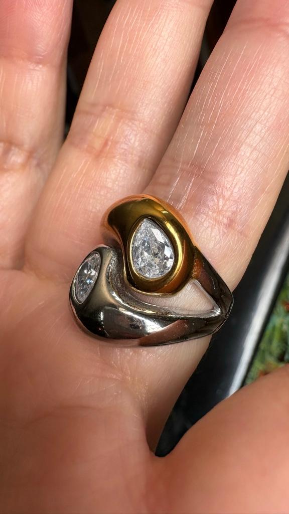 Miniatura 2 de Anillo bicolor con cristales