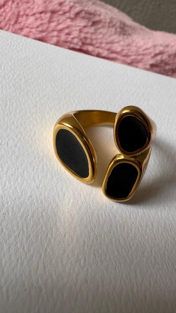 Anillo acero diseños en tono negro