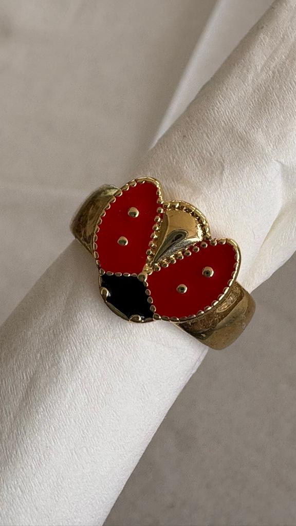 Anillo acero dorado catarina