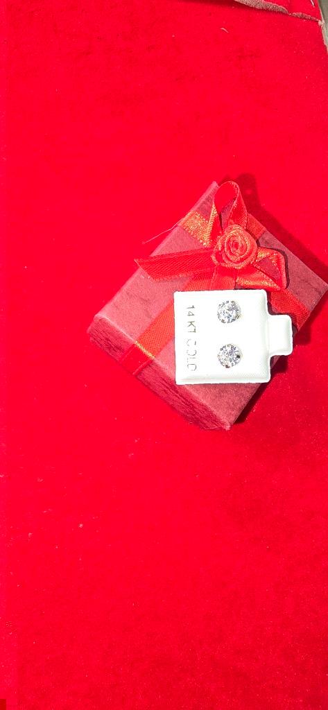 14K Gold CZ Stud Earrings