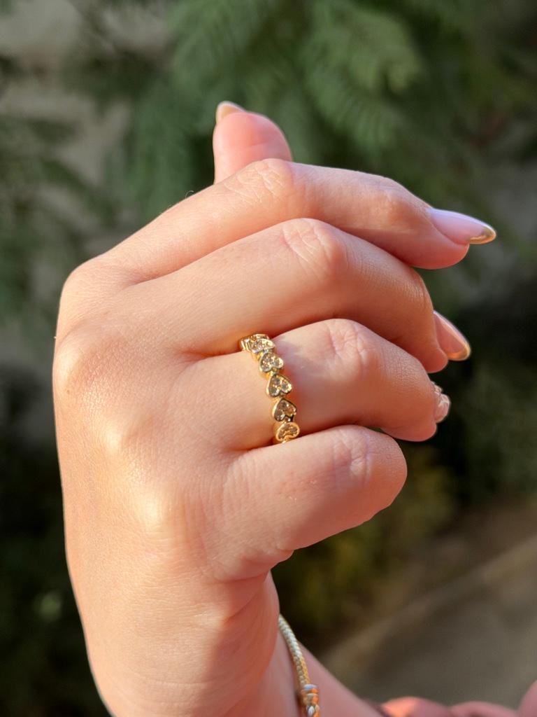 Anillo Corazones Dorados