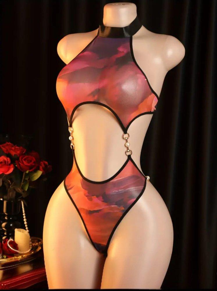 body con perlas y cadena 