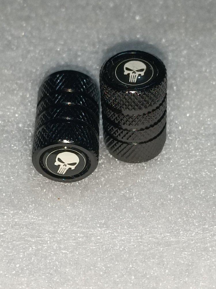 Miniatura 3 de JUEGO DE 4 TAPA VALVULAS CALAVERA NEGRA / BLANCO