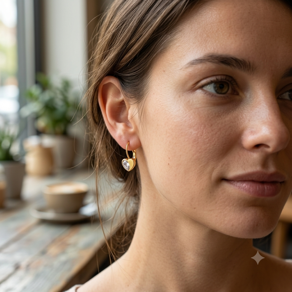 Miniatura 2 de Aretes Corazón Dorado