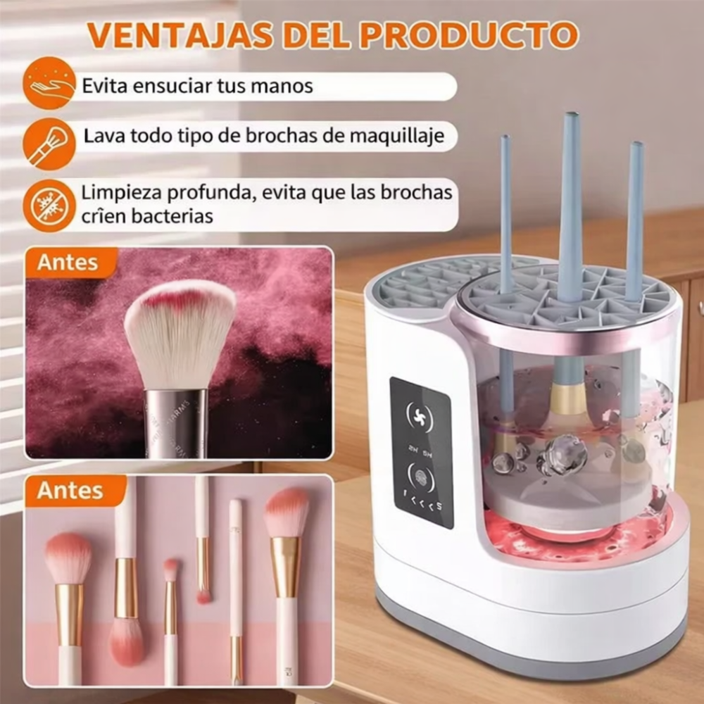 Miniatura 3 de Máquina Limpiadora de Brochas de Maquillaje Eléctrica Portátil 3 en 1 con Secador y Soporte, Herramienta Automática USB