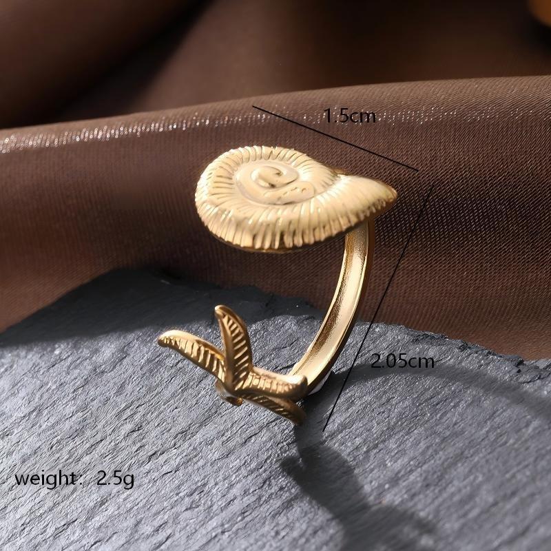 Anillo Ajustable Concha y Estrella Marina - Dorado - ANI210
