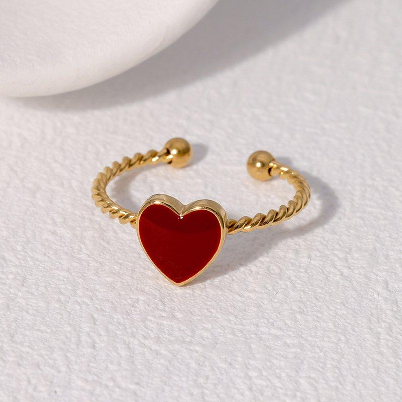 Anillo Ajustable Corazón Rojo - Dorado - ANI245