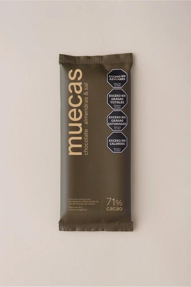  Tableta de chocolate 71% cacao con almendras y sal x 80g - Muecas