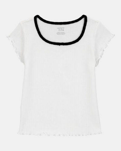 Blusa Blanca de cuello negro 10T