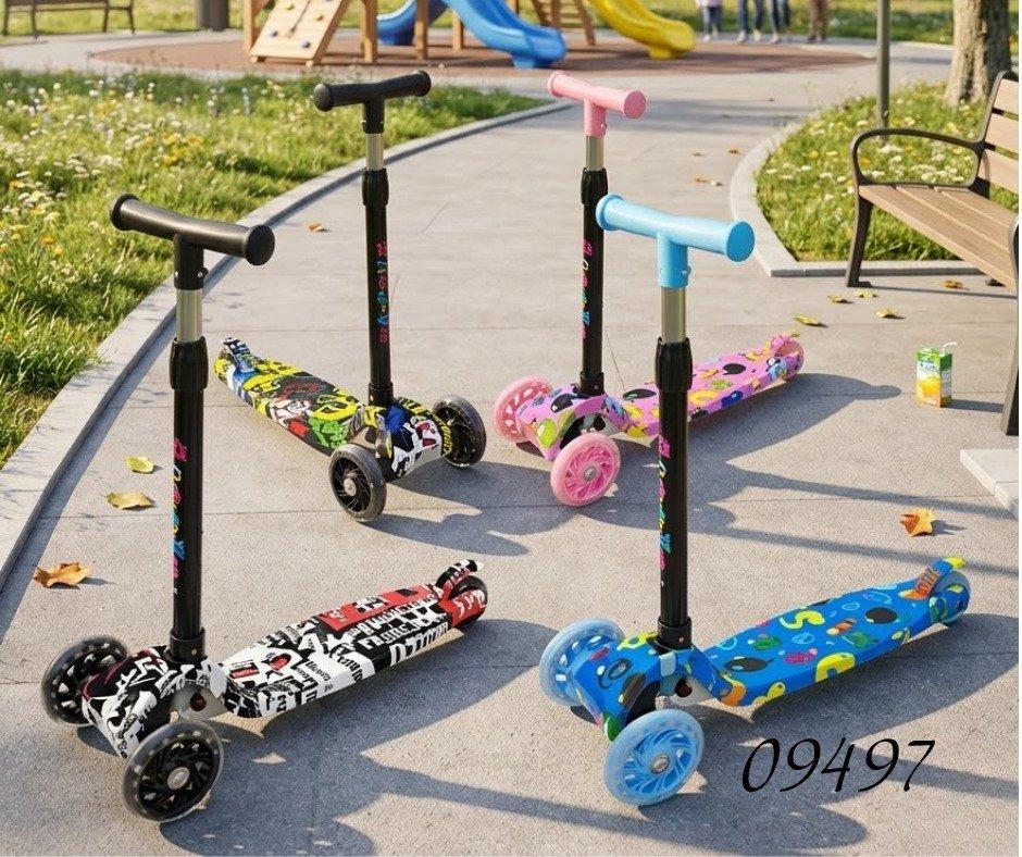 09497 Patín Premiumde 3 Ruedas Para Niños Con Manivela Telescópica, 57.9/71Cm*56Cm C/16pzas