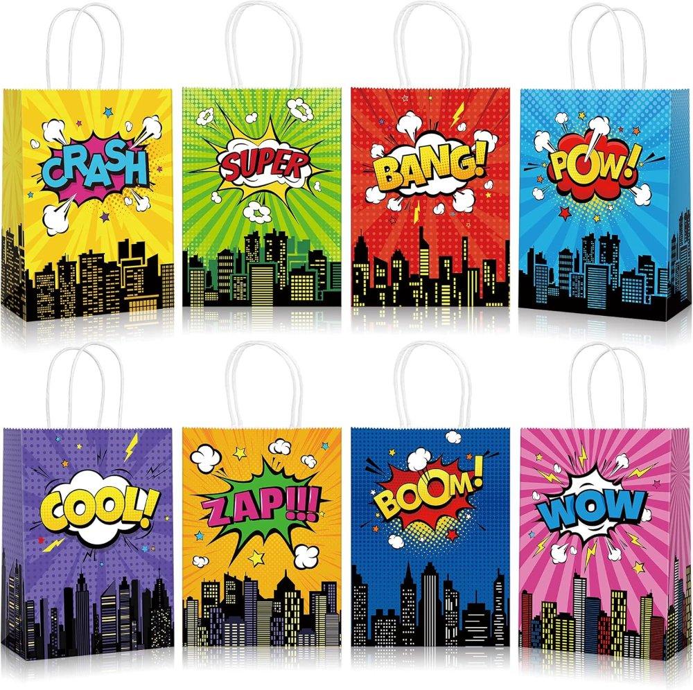 Miniatura 2 de 1 bolsas de regalo de fiesta, bolsas de regalo de papel kraft con asas, surtidas