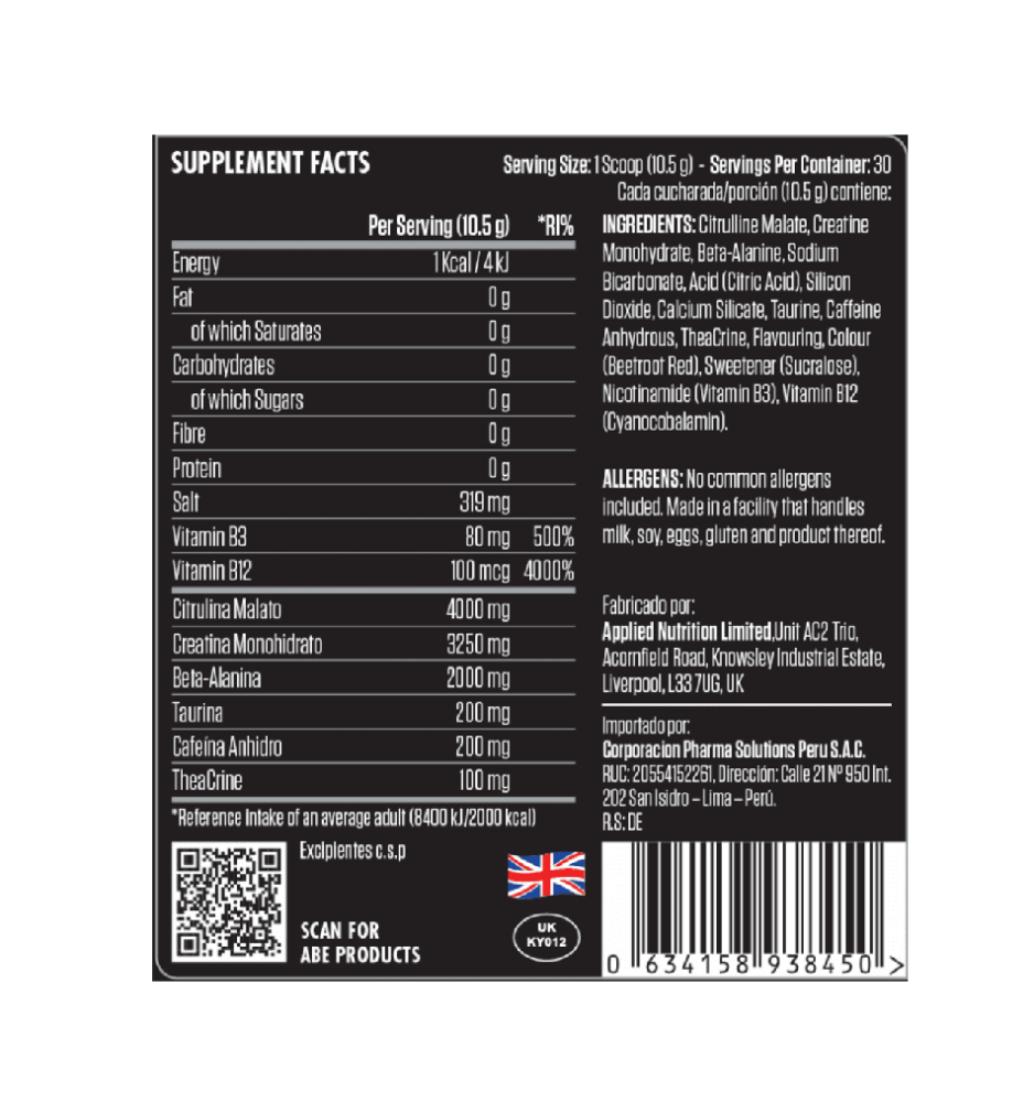 Miniatura 2 de ABE Pre-Workout 30 serv. - Applied Nutrition