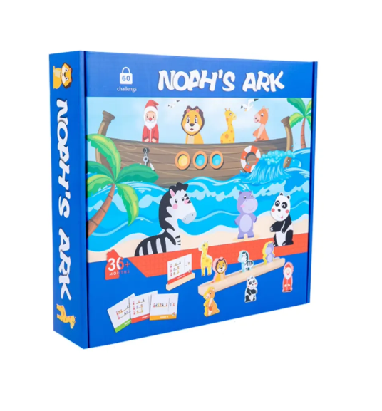 Arca de Noah con animales en madera