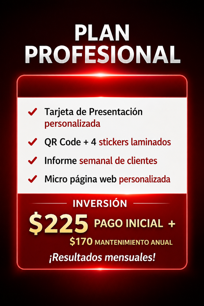 Plan Profesional Tarjetas de Presentación Digital
