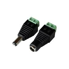 Adaptador de voltaje/energia macho - hembra con terminales de tornillo
