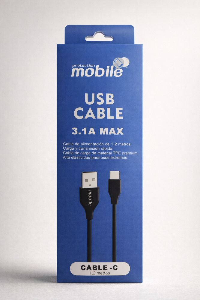 Cable USB-A a USB-C Protection Mobile 3.1A – 1,2 m Carga Rápida TPE Premium