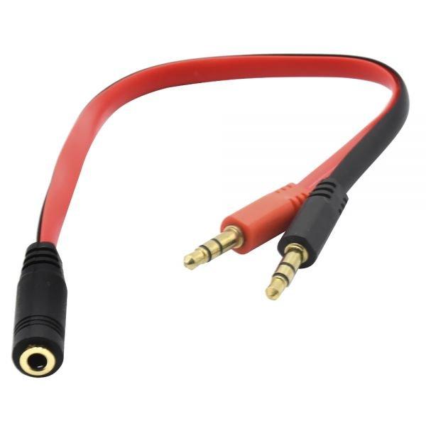 Adaptador Audio Combinador Sate HS-211T P2 3.5mm 2 Machos a 1 Hembra