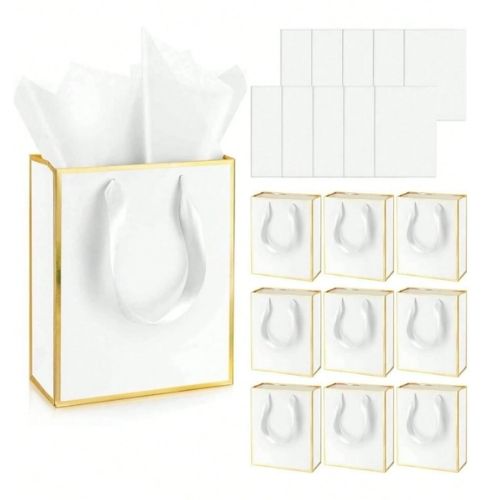 Miniatura 2 de Bolsa De Regalo Metálica Blanca Con Dorado De Lujo 23cm