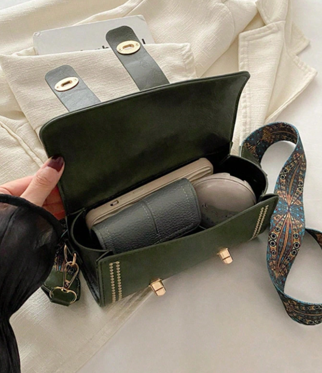 Miniatura 2 de Bolso estilo vintage cilindrico Verde musgo 19x10cm