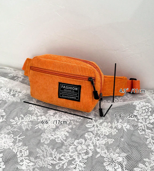 Miniatura 2 de Bandolera de pana naranja neon