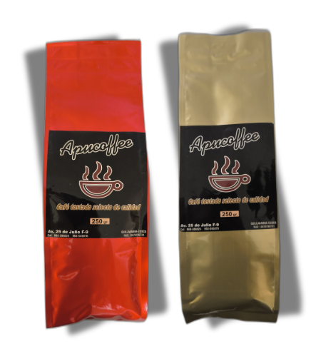 Apucoffe, Café molido tostado selecto de calidad, Presentación Golden y Red de 250 gr.
