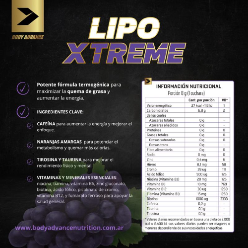 Miniatura 2 de BODY ADVANCE – LIPO EXTREME 240GR