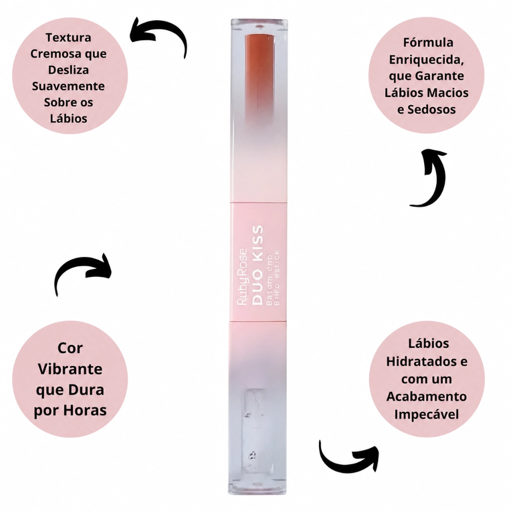 Miniatura 2 de Batom DUO KISS Ruby Rose - HB-L6203