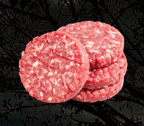HAMBURGUESA DE RES CON TOCINO Y ESPECIAS 1KG 5 PZ