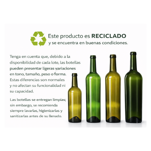 Miniatura 2 de Botella 750 ml - Vidrio Verdes (Recicladas y Surtidas)