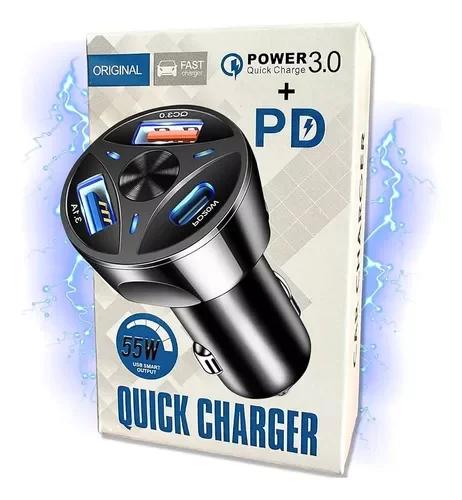 Adaptador Auto 55w Tipo C + Usb Quick Charger 3.0
