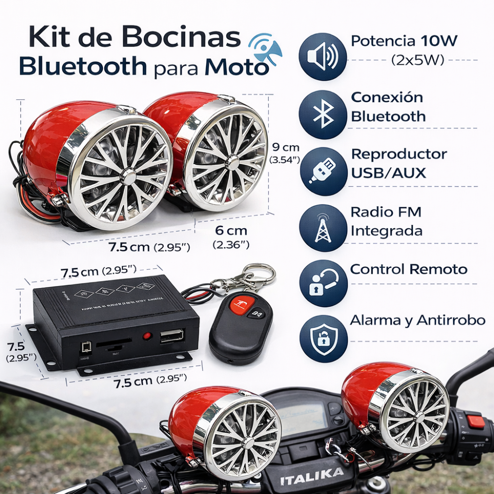 Miniatura 3 de BOCINAS Y ALARMA PARA MOTO 