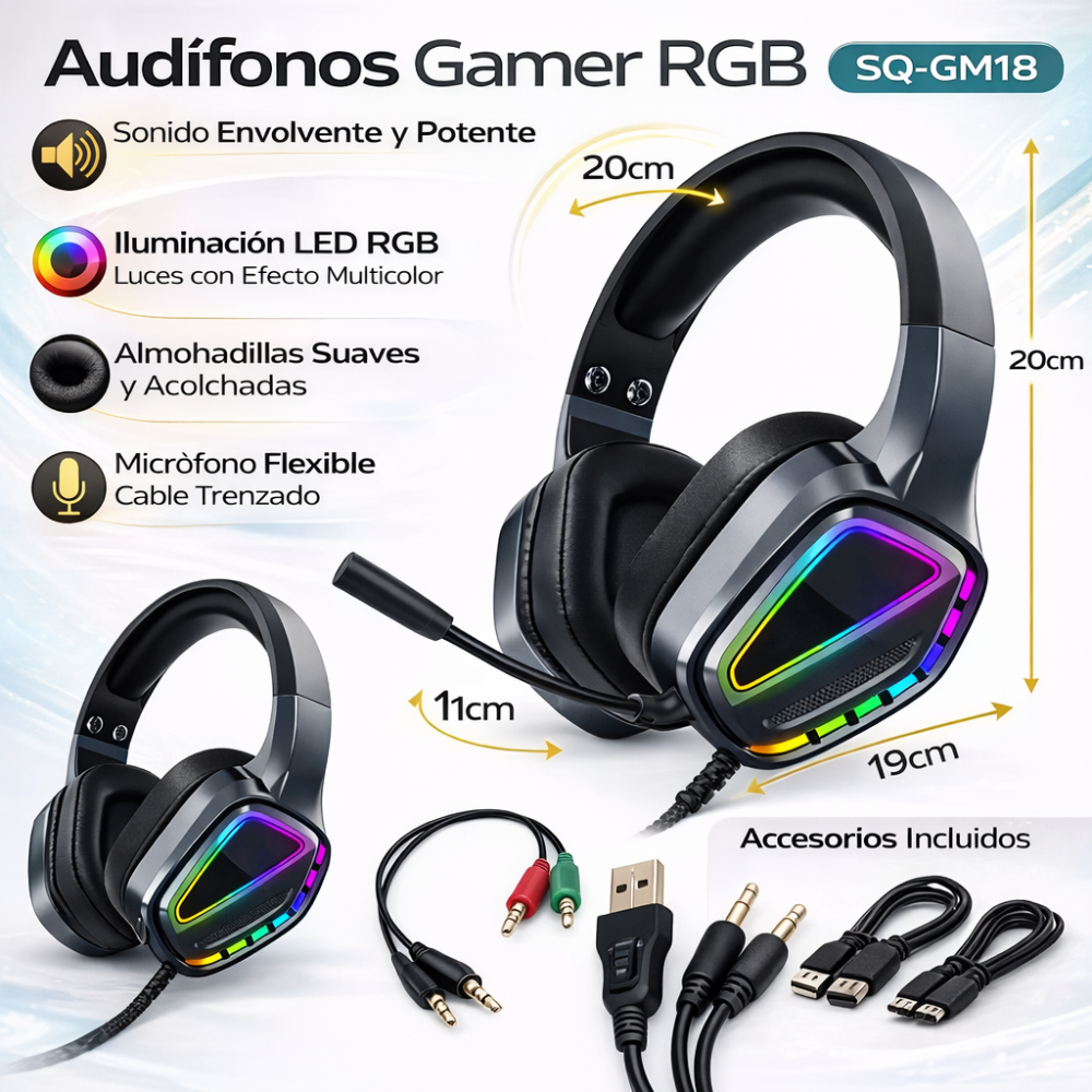 Miniatura 3 de AUDIFONOS GAMER PRO RGB 
