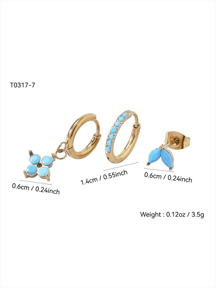 Set de aretes dorados con celeste NH42031389