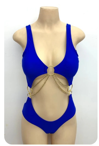 Miniatura 3 de BIKINI  con detalle de cadena dorada y aberturas azul