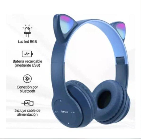 AUDÍFONO BLUETOOTH P47M GATITO - AZUL