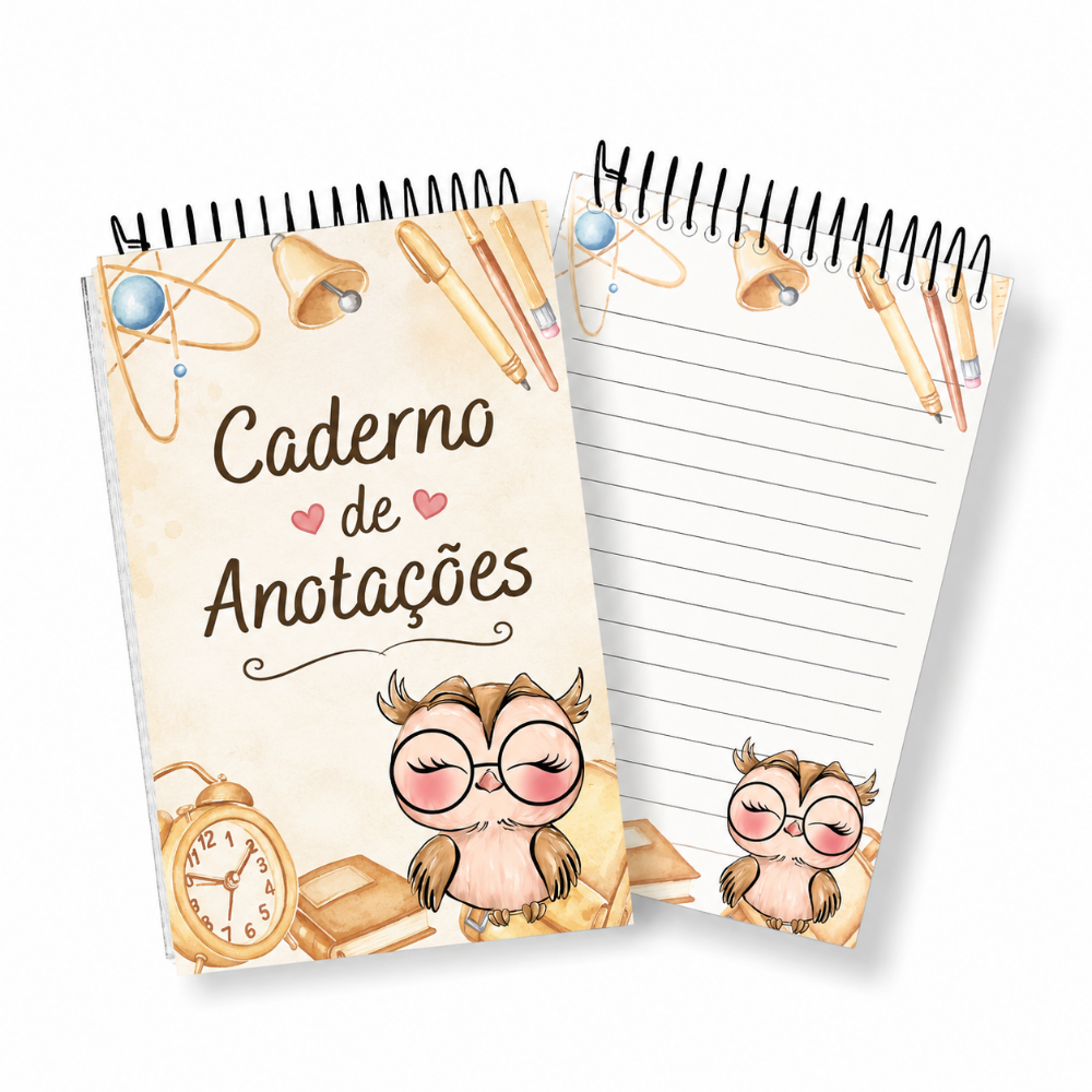 Caderno de Anotações 50 folhas impressas tamanho A6 (10x14cm)