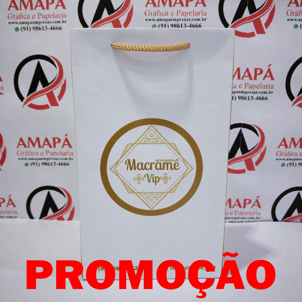 Sacola (10x18cm) - Papel SEM brilho - Alça Cordão - Promoção