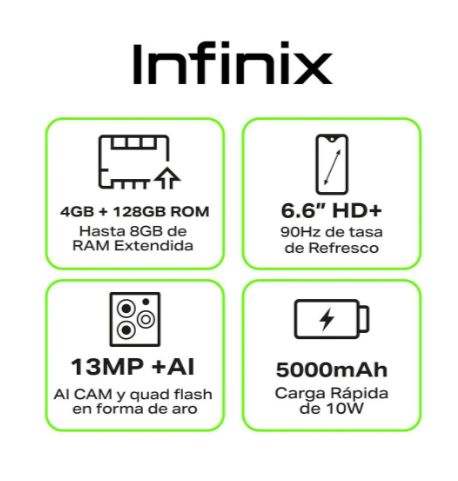Miniatura 2 de Celular INFINIX SMART 8 128 GB 4 GB RAM Verde/Negro