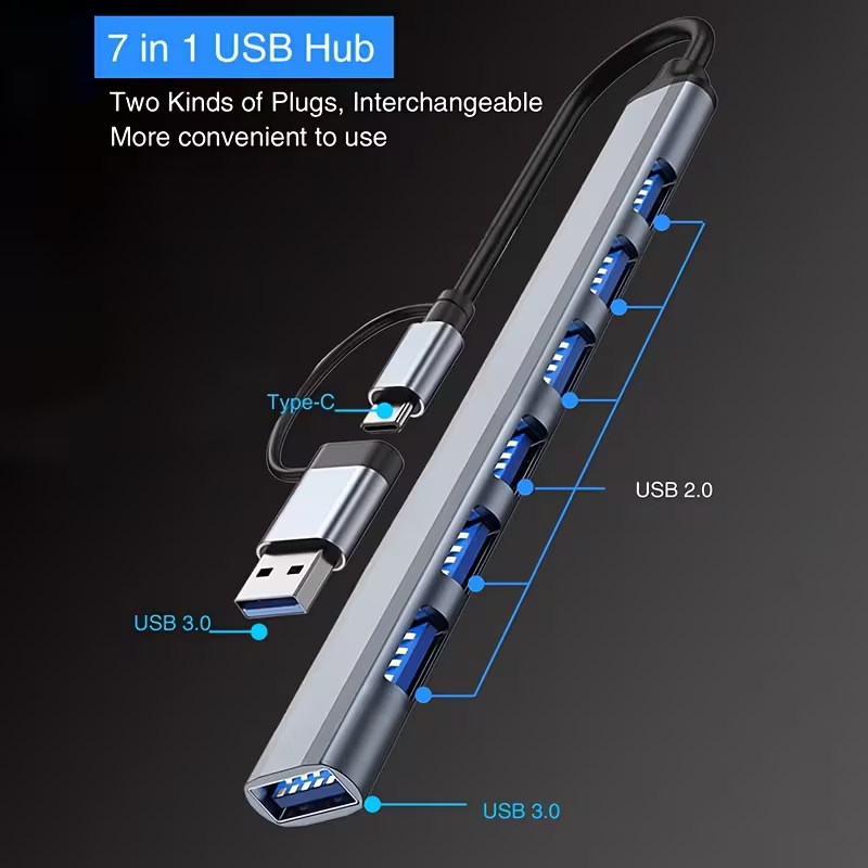 Hub 7 en 1 de aleación de aluminio