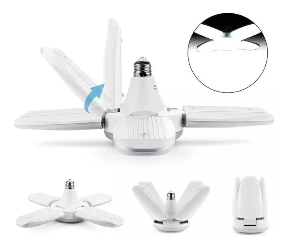 Bombillo Lampara Led Plegable 4 Aspas Alta Iluminación