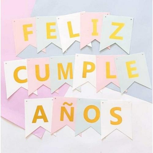 Banderin feliz cumpleaños combinado pastel