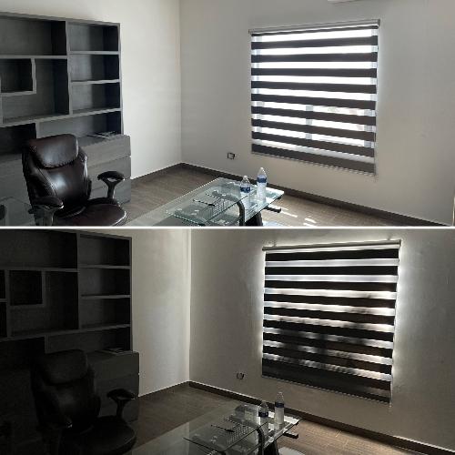 Ejemplo: Tela Sheer Elegance Black Out - Gris Obscuro