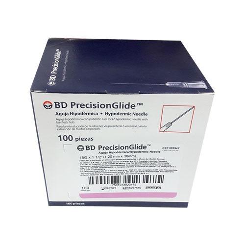 Aguja 18G X 1 1/2" BD caja x100 unidades 