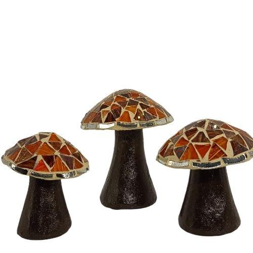 Set de hongos vidriados tres piezas. 