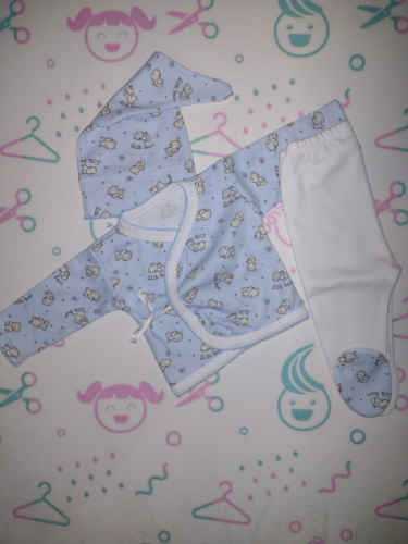 +PB0174 SET RECIBIDOR 3 PIEZAS ( RANITA, BATITA, GORRITO) TERMINACION PICOT