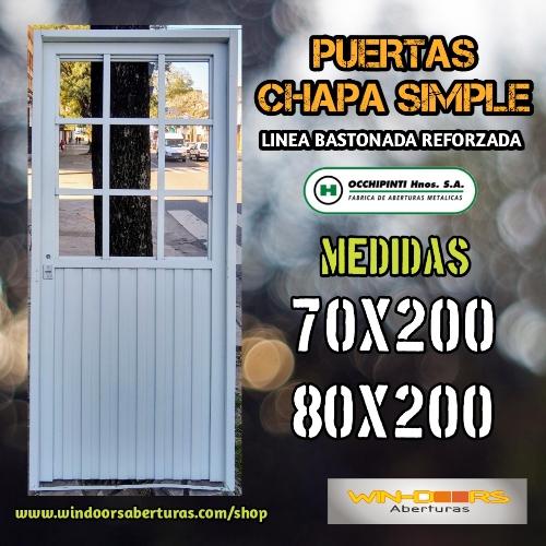 Puerta Chapa Simple Reforzada 1/2 Reja - 80x200